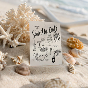 Illustrierte skurrile handgezeichnete Hochzeit Save The Date