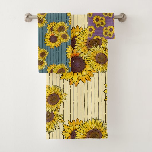Illustrierte Sommersonnenblumen Badhandtuch Set (Insitu)