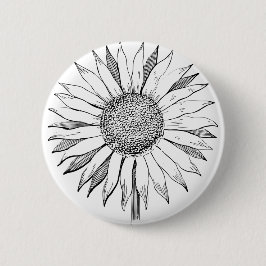 Illustrierte Sonnenblume Button