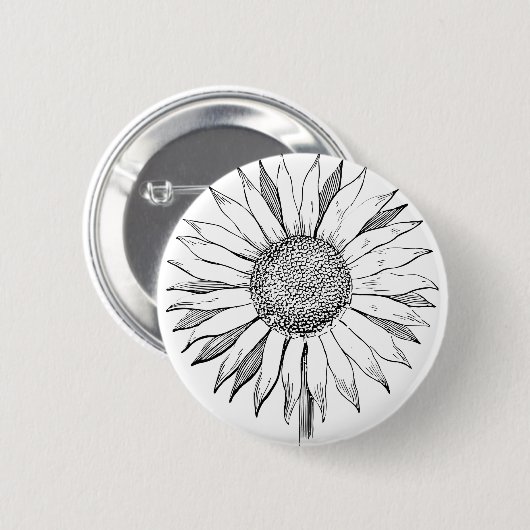 Illustrierte Sonnenblume Button (Vorne & Hinten)