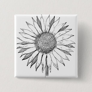 Illustrierte Sonnenblume Button