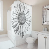 Illustrierte Sonnenblume Duschvorhang (Beispiel)