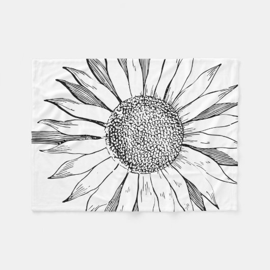 Illustrierte Sonnenblume Fleecedecke (Vorderseite (Horizontal))