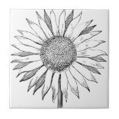 Illustrierte Sonnenblume Fliese (Vorderseite)