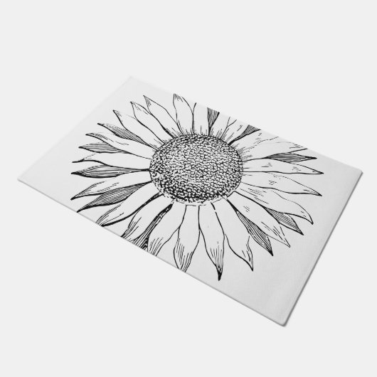 Illustrierte Sonnenblume Fußmatte (Schrägansicht)