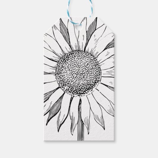 Illustrierte Sonnenblume Geschenkanhänger (Vorderseite)