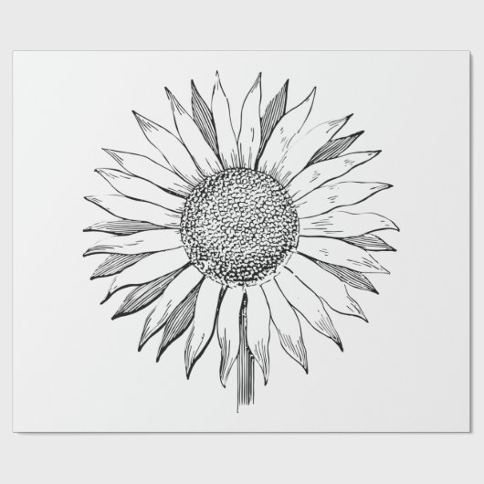 Illustrierte Sonnenblume Geschenkpapier (Flach)