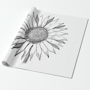 Illustrierte Sonnenblume Geschenkpapier