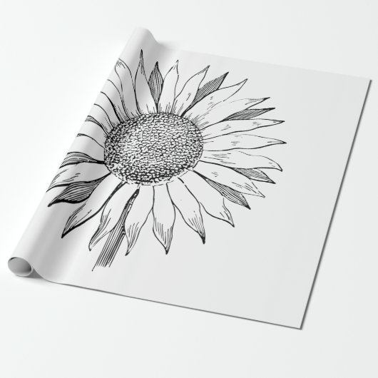 Illustrierte Sonnenblume Geschenkpapier (Ungerollt)