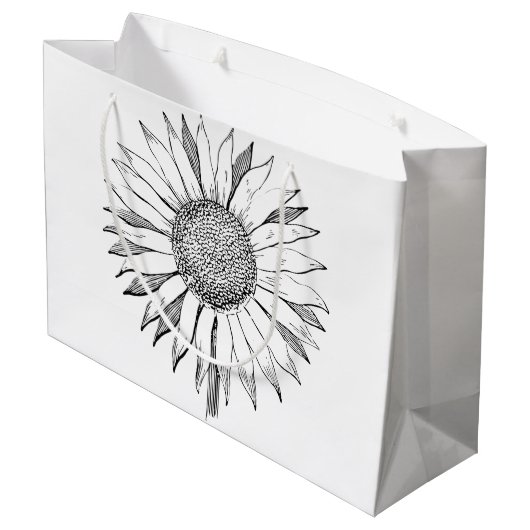 Illustrierte Sonnenblume Große Geschenktüte (Rückseite Schrägansicht)