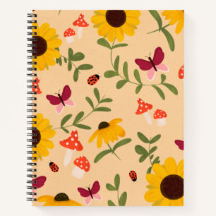 Illustrierte Sonnenblume Handgezeichnet Muster Notizblock