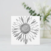 Illustrierte Sonnenblume Karte (Stehend Vorderseite)