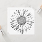 Illustrierte Sonnenblume Karte (Vorderseite/Rückseite Beispiel)