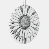 Illustrierte Sonnenblume Keramik Ornament (Rechts)