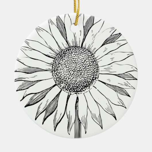 Illustrierte Sonnenblume Keramik Ornament (Vorne)