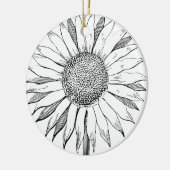 Illustrierte Sonnenblume Keramik Ornament (Links)