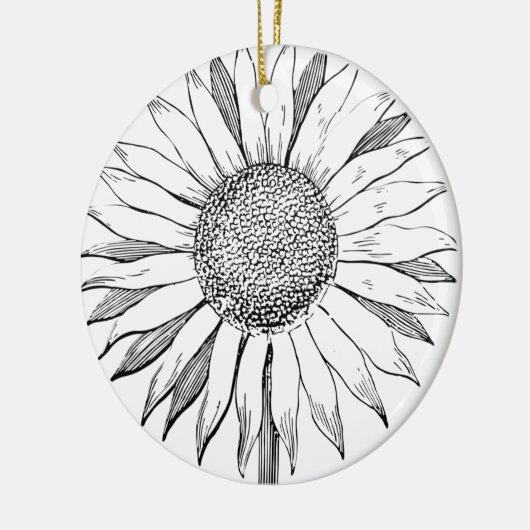 Illustrierte Sonnenblume Keramik Ornament (Links)