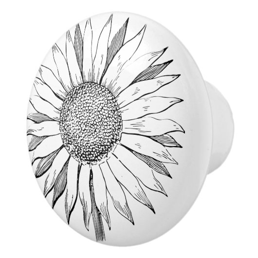 Illustrierte Sonnenblume Keramikknauf (Rechts)