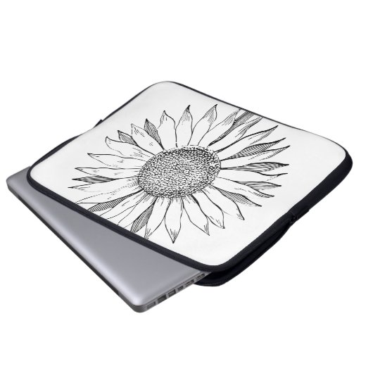 Illustrierte Sonnenblume Laptopschutzhülle (Vorne Knopf)