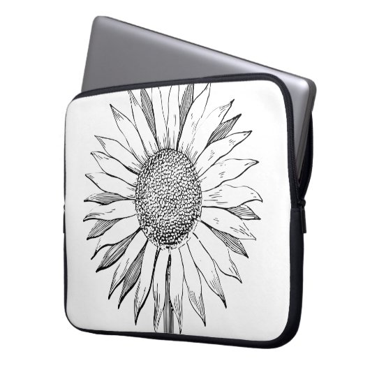 Illustrierte Sonnenblume Laptopschutzhülle (Vorderseite Links)