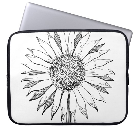 Illustrierte Sonnenblume Laptopschutzhülle (Vorderseite)