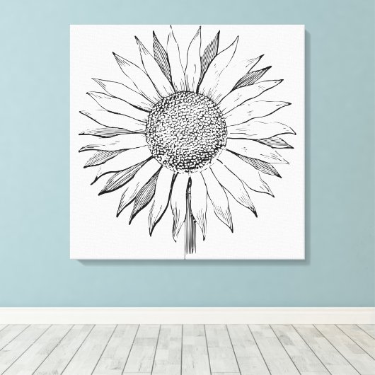 Illustrierte Sonnenblume Leinwanddruck (Insitu (Holzboden))