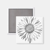 Illustrierte Sonnenblume Magnet (Vorderseite/Rückseite)