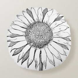 Illustrierte Sonnenblume Rundes Kissen