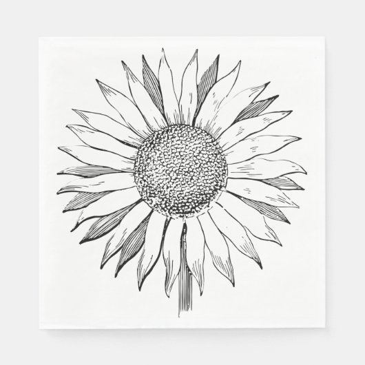 Illustrierte Sonnenblume Serviette (Vorderseite)