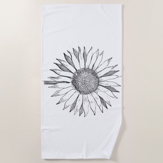 Illustrierte Sonnenblume Strandtuch (Vorderseite)