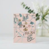 Illustrierte Stadtkarte von Mailand - Italien Postkarte (Stehend Vorderseite)