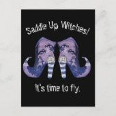 Illustrierte Stiefel versammeln Hexen Halloween Postkarte (Vorderseite)
