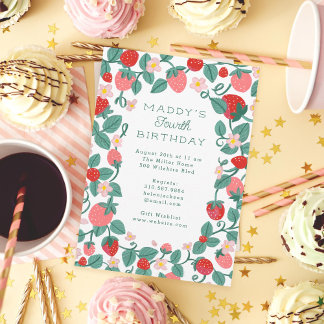 Illustrierte Strawberry Berry Sweet Birthday Party Einladung