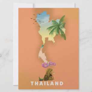 Illustrierte Thailand-Karte Einladung