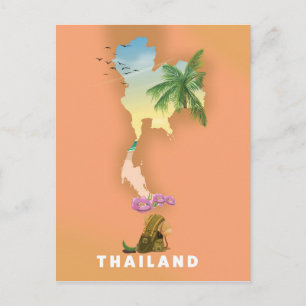 Illustrierte Thailand-Karte Postkarte