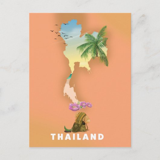 Illustrierte Thailand-Karte Postkarte (Vorderseite)