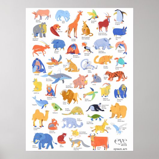 Illustrierte Tiere der EyeAmArt Collection Poster (Vorne)