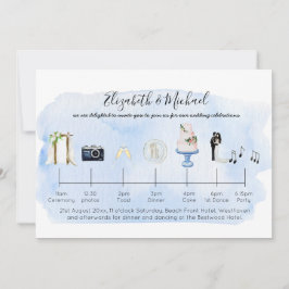 Illustrierte Timeline-Symbole für Hochzeiten am St Einladung