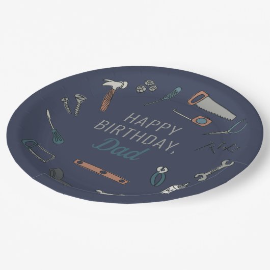 Illustrierte Tools für Männer/Vater Pappteller (Schrägansicht)