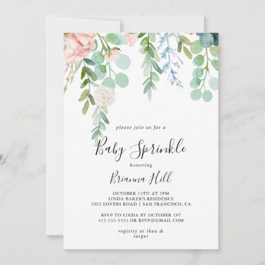 Illustrierte tropische Babysprinkle Einladung (Vorderseite)