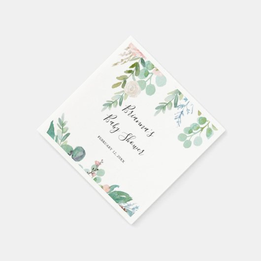 Illustrierte tropische Blütendusche Serviette (Ecke)