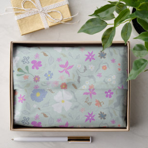Illustrierte verrückte Blumen in helles Mintgrün Seidenpapier