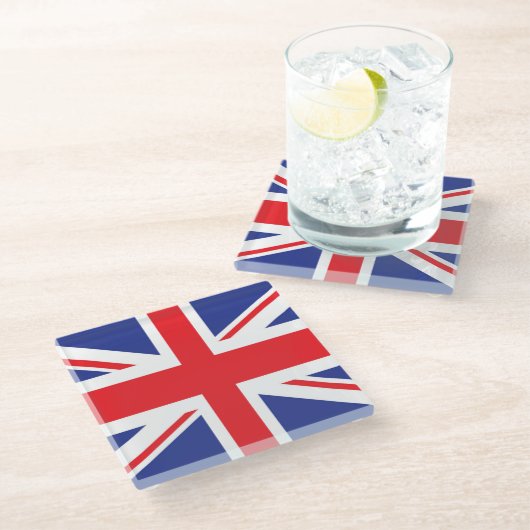 Illustrierte Version der britischen Flagge Glasuntersetzer (Schrägansicht)