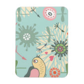 Illustrierte Vögel und Frühlingsblumen Magnet (Vertikal)