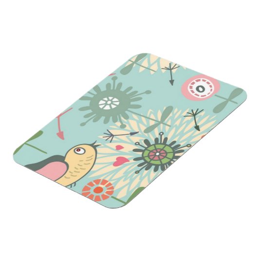 Illustrierte Vögel und Frühlingsblumen Magnet (Linke Seite)
