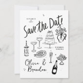 Illustrierte, von Hand Gezeichnet Hochzeit Save The Date (Vorderseite)