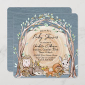 Illustrierte Waldtiere Kinderdusche Einladung (Vorne/Hinten)