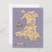 Illustrierte Wanderkarte von Wales Einladungspostkarte (Vorne/Hinten)