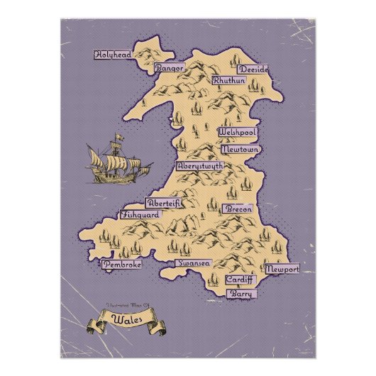 Illustrierte Wanderkarte von Wales Poster (Vorderseite)