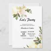 Illustrierte Wasserfarbe Blüte Party Einladung (Vorderseite)